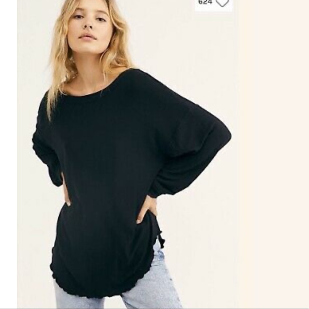 Free People Shimmy Shake Top Black - Picture 2 of 5